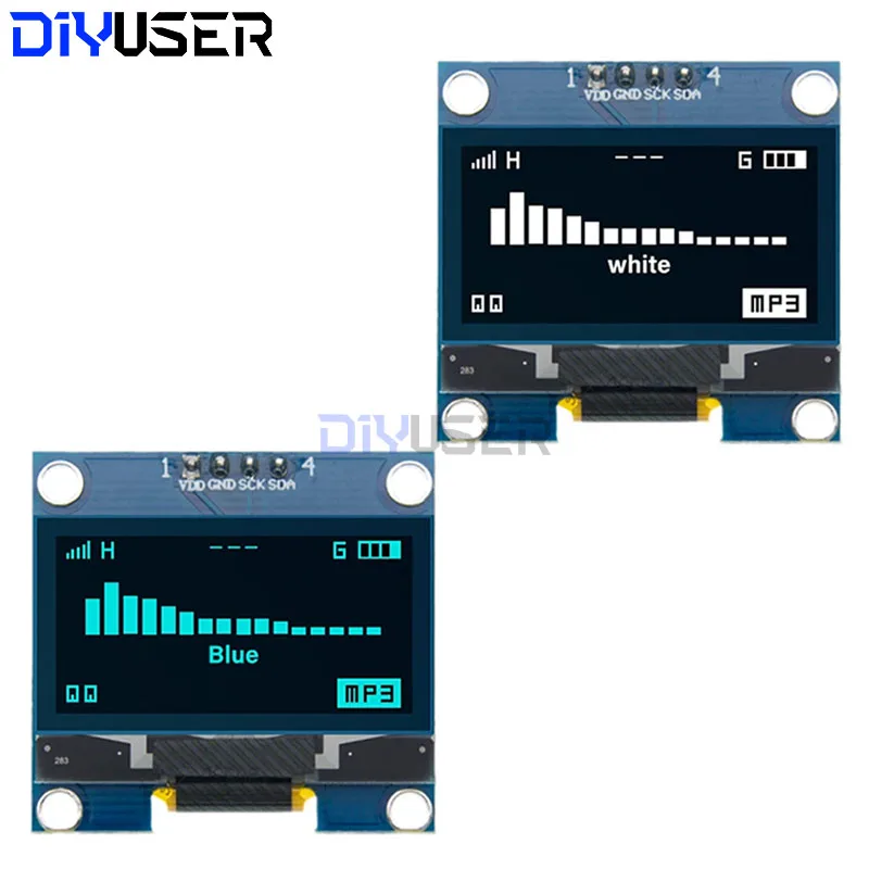 DIYUSER 1.3 "OLED 디스플레이 모듈 흰색/파란색 드라이브 칩 SH1106 128X64 1.3 인치 OLED LCD LED IIC I2C Arduino 용 통신