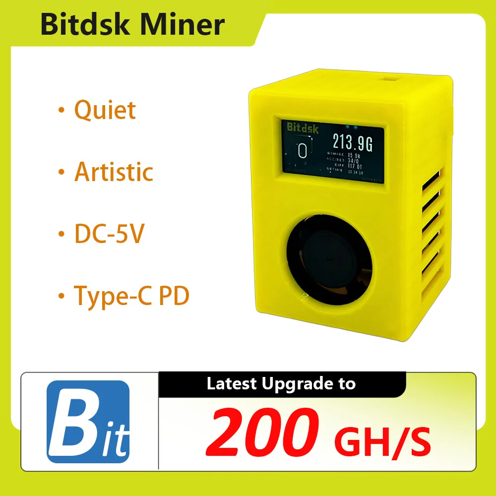 Bitdsk D12 200Gh/S BM1397 Bitcoin ASIC BTC Miner Solo Lottery Miner US/EU/UK/AU/BR PLUG com alimentação PD tipo C