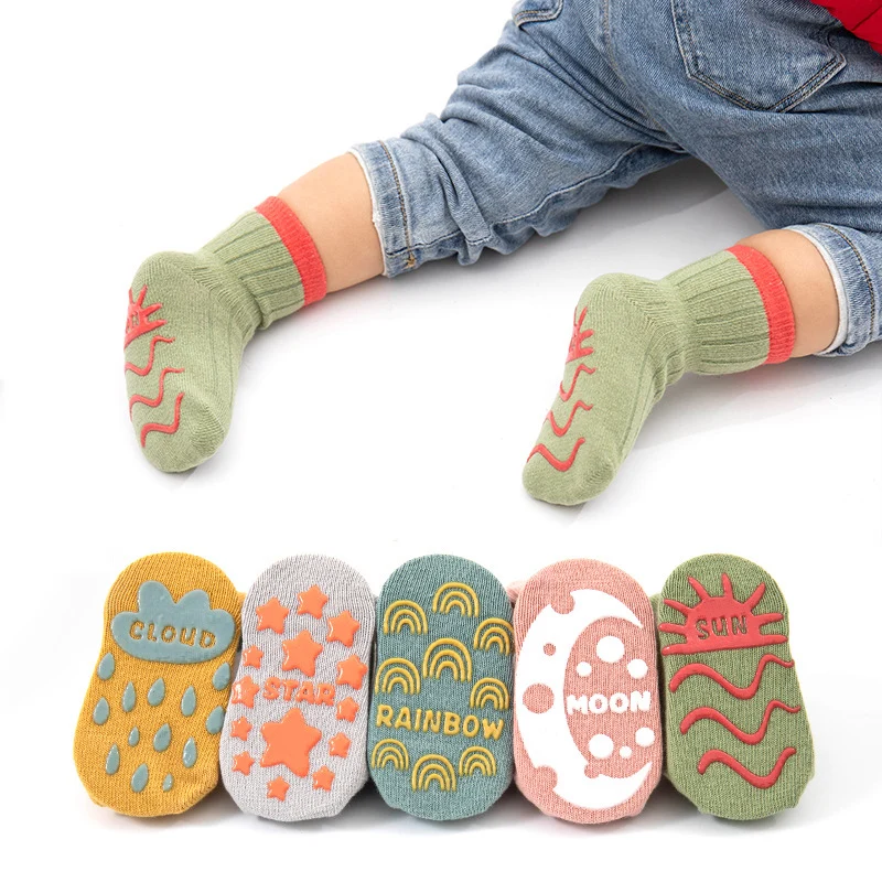 5 pares de calcetines de punto bonitos e informales, calcetines de algodón transpirables suaves y cómodos para caminar en niños pequeños, bebés y niñas