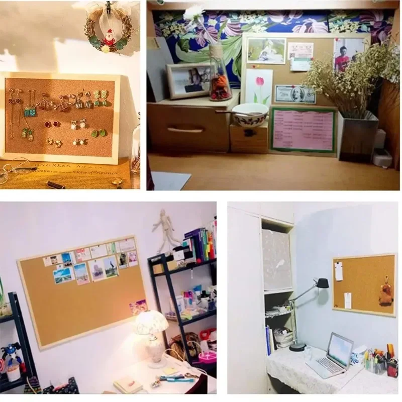 Cork Board Retro Frame Single Double-sided Photo Wall for Office Home School Display Announcement Message Boards Memo Board ﻿