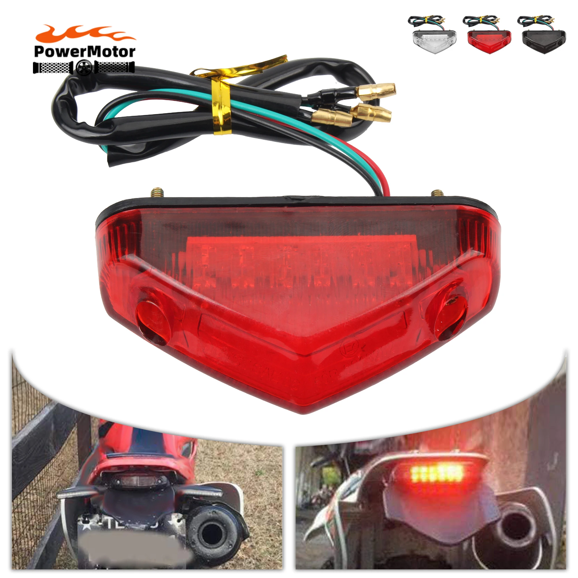 Uniwersalna lampka tylne 12V do motocykla, oświetlenie tablicy rejestracyjnej, światła stop do skuterów, motorowerów, motocrossu, crossa, akcesoria.