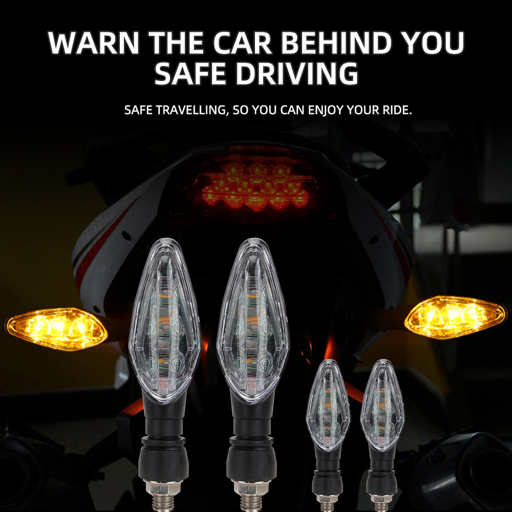 2 pçs motocicleta led turn signal light âmbar indicador de aviso à prova dwaterproof água pisca luzes traseiras traseiras para moto scooter