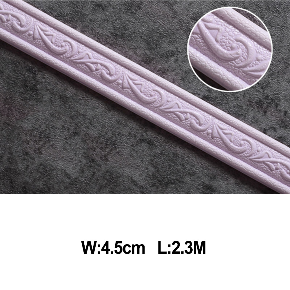 3D Wall Trim Line วอลล์เปเปอร์ Baseboard เอว Line Self-กาวรอบสาย 2.3 M โฟมกันน้ํา EDGE Strip ห้องนั่งเล่นบ้าน De