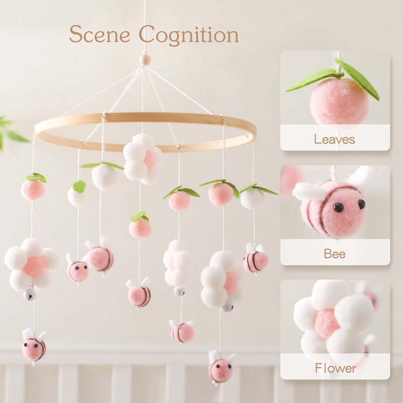 Sonajero con campana para cama de bebé, juguete móvil de madera de 0 a 12 meses, campana para cama de abeja de dibujos animados, soporte colgante para juguete, soporte para cuna infantil, regalo