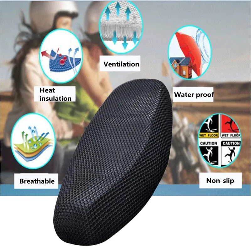 Coprisedile per bici elettrica con imbottitura antiscivolo in tessuto a rete 3D per moto Coprisedile per ventilazione con design a nido d'ape fresco estivo
