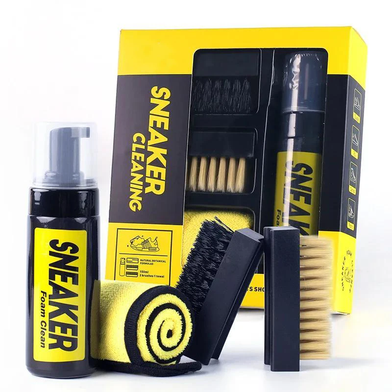 1 set Shoes Cleaner foam dry cleaning suit 150ML Water-Free Foam Sneakers Cleaner Shoe Brush Shoe Cloth Work on White Shoe,Boot