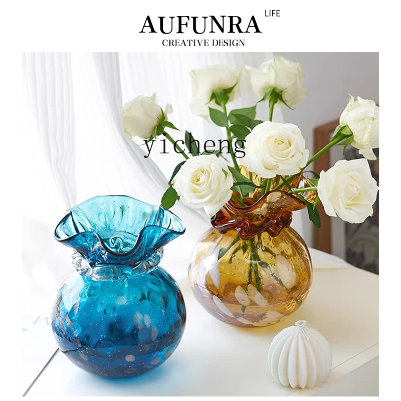 FY ornamen dekoratif vas emas amber mengkilap ornamen meja makan ruang model ruang tamu
