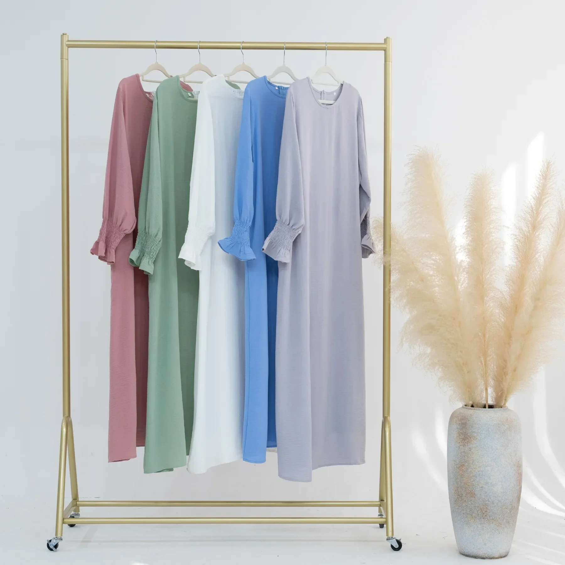 Abaya musulmana para mujer, ropa islámica crepé, vestidos lisos básicos, Vestido largo de Dubái, cafán modesto turco, bata Hijab