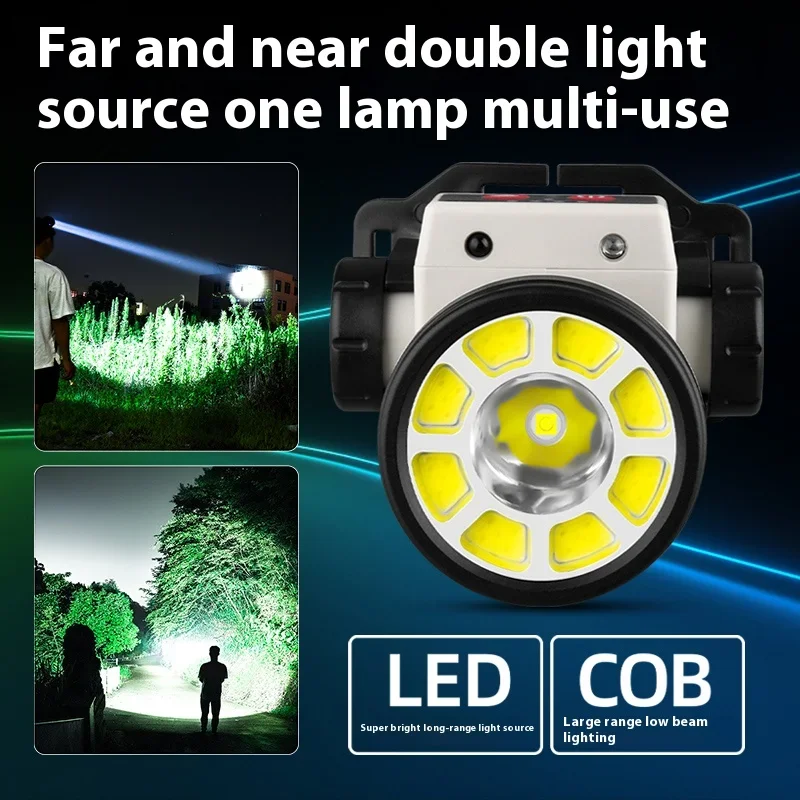 LED-Angelscheinwerfer, wiederaufladbare Lampe, leistungsstarke LED-Taschenlampen, Lanterna unterstützt sowohl Fern- als auch Abblendlicht mit Erfassungsfunktion