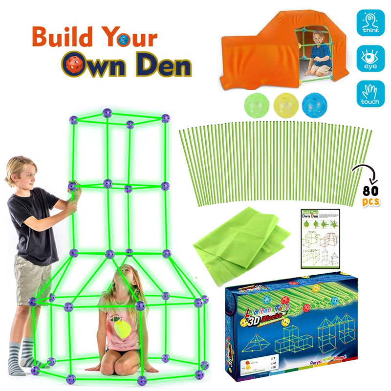 200 Uds. Juguete creativo para niños, Kit de construcción de fuertes, castillos que brillan en la oscuridad, túneles, tiendas de campaña, juegos, juguetes educativos, regalos de cumpleaños
