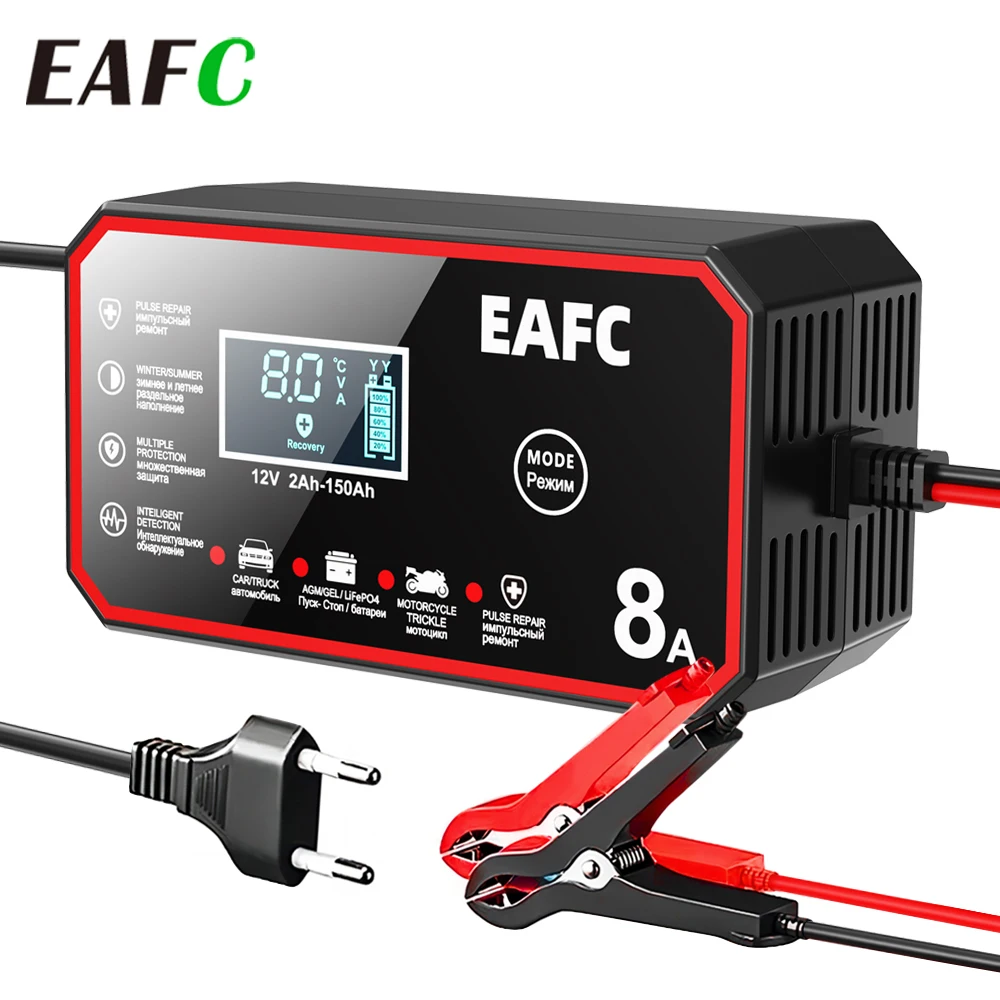 12v 8a 12v 6a Smart Auto Batterie ladegerät Impuls reparatur automatischer Start Schnell ladegerät Motorrad LKW Blei Säure Batterien