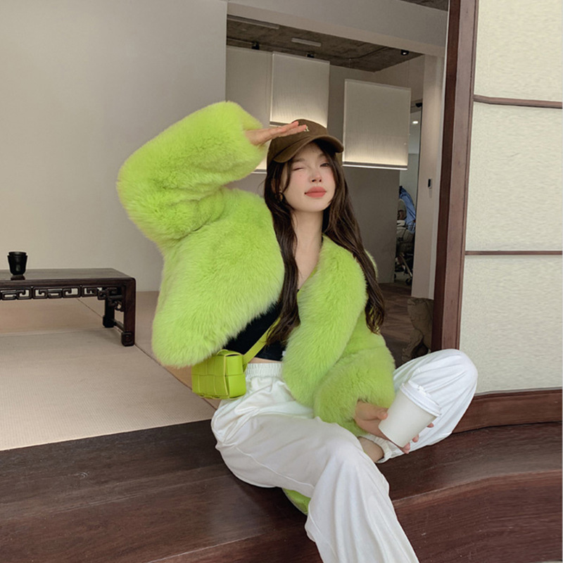 Nachahmung Nerz Mantel Weibliche Kleine Umweltfreundliche Fuchs Haar Kurze Nachahmung Pelzmantel Pullover Frauen