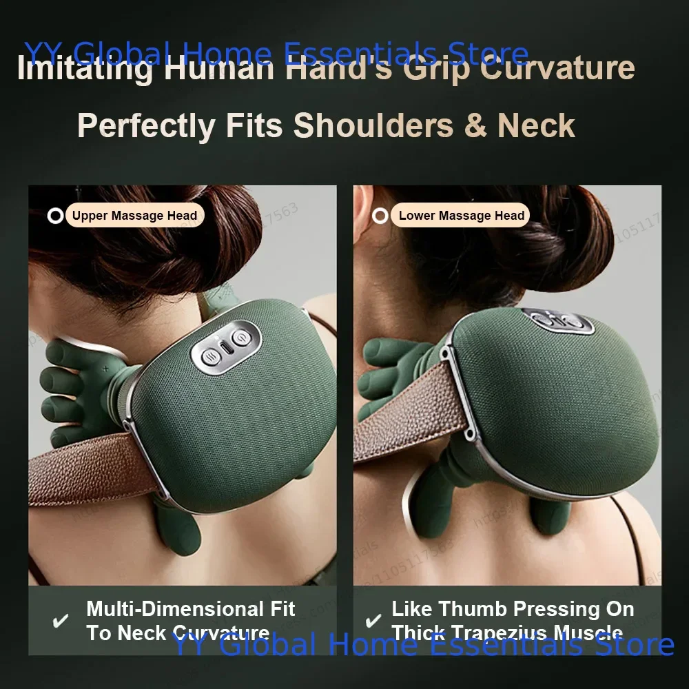 Masajeador biónico para cuello y hombros, masajeadores de espalda calentados, almohada eléctrica para masaje de músculos, cuello, cintura, pierna y cuerpo ﻿ Modos de 3 niveles