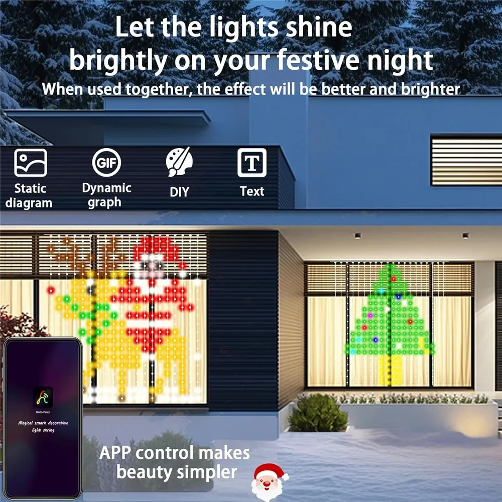 음악, 앱 제어 및 리모컨이 포함된 400-800 LED RGB 스마트 커튼 조명, 크리스마스 및 할로윈 장식용 LED 파티 조명