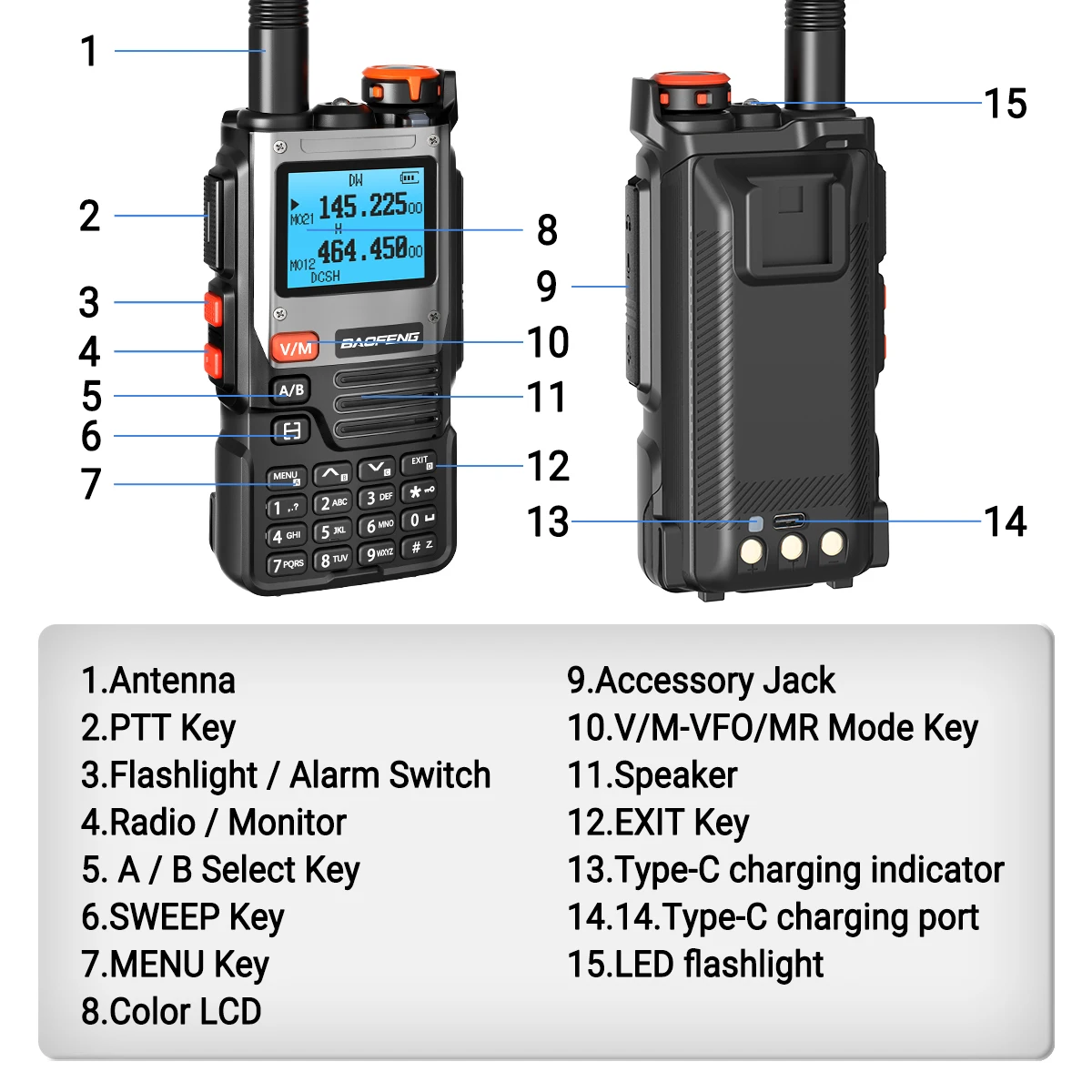 BAOFENG UV-K61 V2 Walkie Talkie Multi Band Wireless Kopierfrequenz große Reichweite 10W AM FM Typ-C NOAA UV-5RH UV-21 PRO Amateurfunk