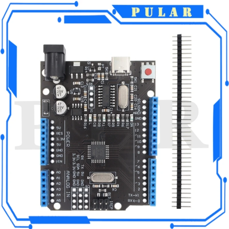 PLR UNO R3 개발 보드 스트레이트 핀 헤더 케이블 포함 ATmega328P CH340 CH340G 아두이노용