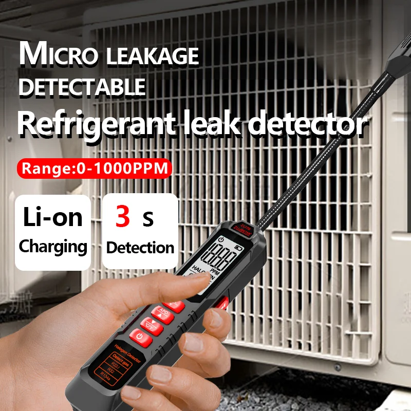 Detector de fugas de freón de alta sensibilidad, Detector de fugas halógenas R22 R410A R134A R1234YF, probador de aire acondicionado HVAC de Gas refrigerante
