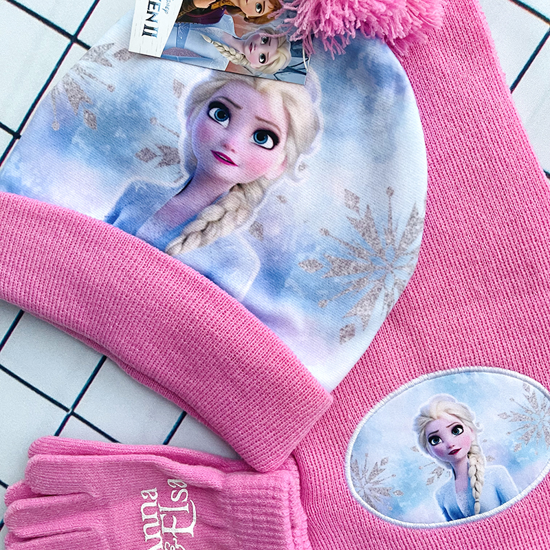 หมวกเด็กชุดถุงมือเด็กทารกถักหมวก Elsa การ์ตูนหมวกคอสเพลย์ของเล่นของขวัญคริสต์มาสสําหรับ Chridern