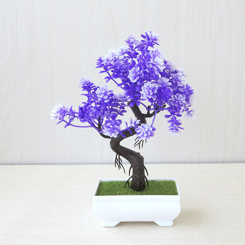 Artificial Plastic Plants Bonsai Small Tree Pot Potted Flower Garden Fake Plant Arrangement Ornaments Room Home Table Decor