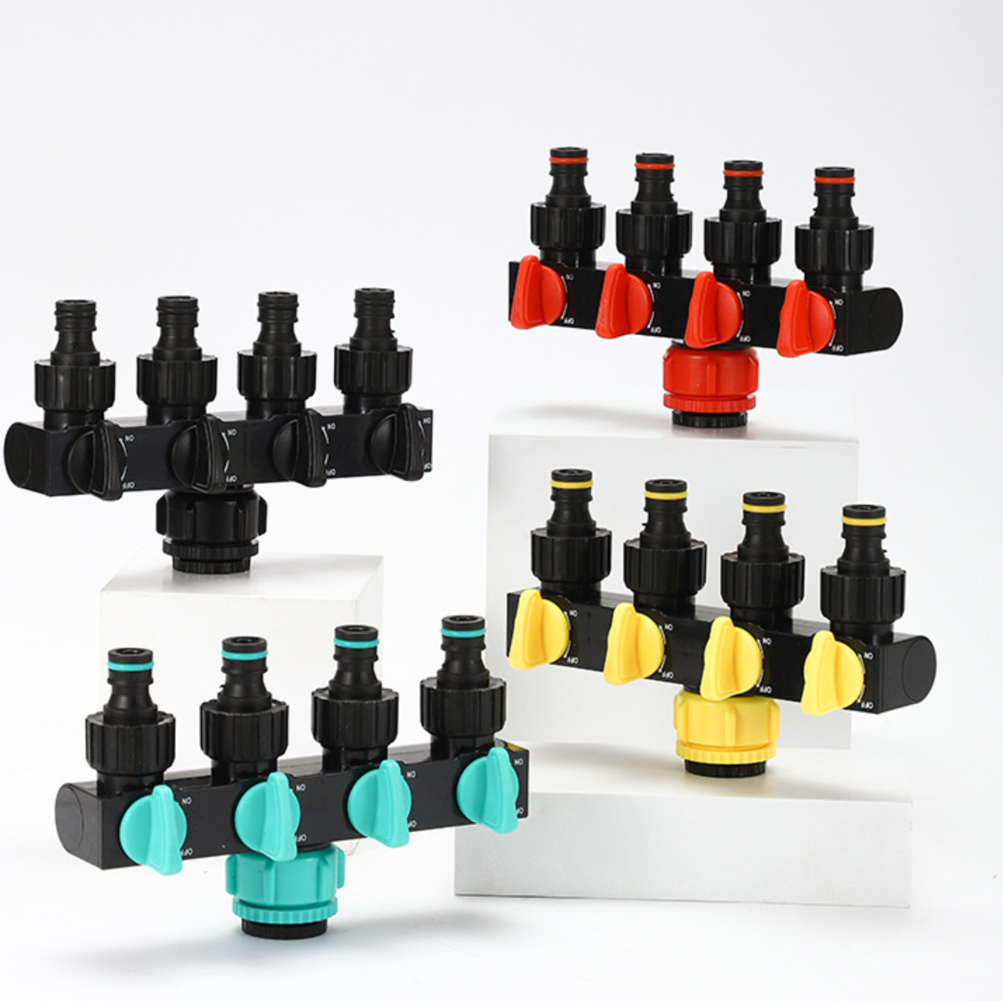 Divisores de agua de 4 vías, rosca de 1 "a 3/4" a 1/2 ", rosca estándar europea, conector de riego para jardín, válvula de accesorios