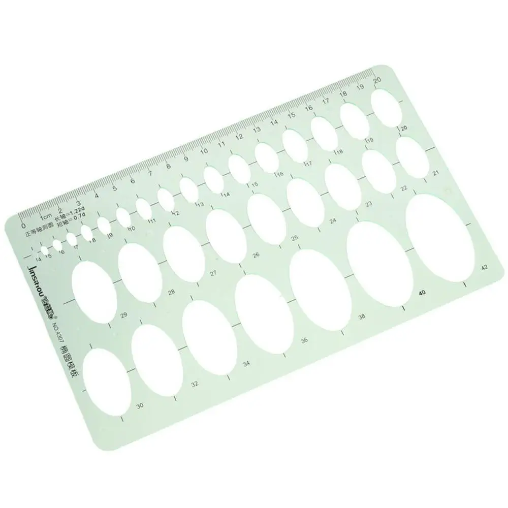Office Supplie Green Geometry Ruler Oval Style Multi-Function Geometric Drawings Templates Rulers 20cm Measuring Ruler