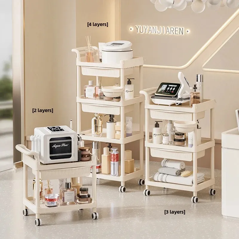 Chariot à cosmétiques portable avec roulettes, support de rangement de beauté mobile, évaluateur esthétique, salons de beauté et esthéticiens