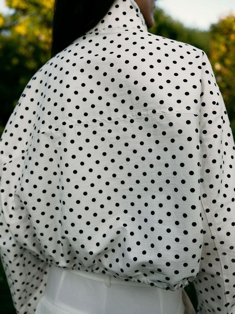 Csa Bolha com Estampa de Poá, Versátil e Confortável, Manga Longa, Nova Chegada de Roupas Fenas para o Outono de 2025