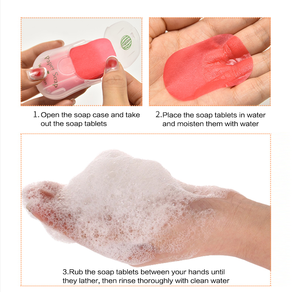 Portable Hand Soap Sheets for Travel | Dissolving Cleanser Wipes | Alcohol-Free | On-the-Go 50 sheets/box