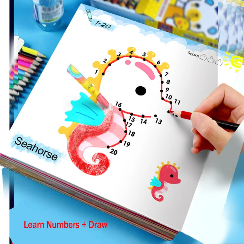 Pintura conectada, libro de graffiti infantil, aprender números, mejorar el rendimiento en la educación temprana, juegos de pintura interesantes, regalos de vacaciones para niños y niñas