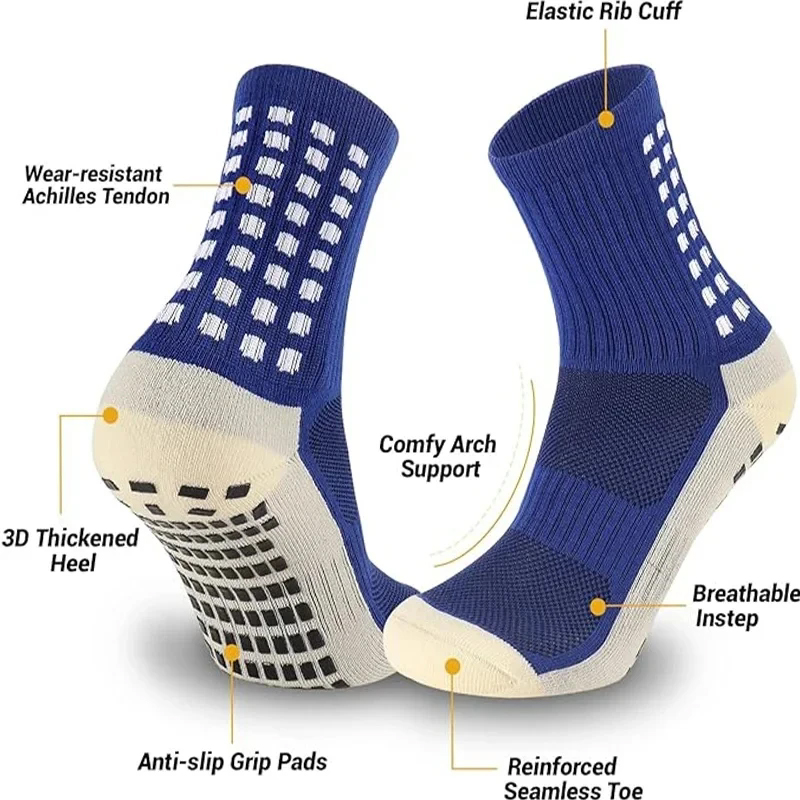 3 Pairs of New Men's Football Socks Sports Bike Grabbing Socks Anti Slip Grabbing Pads Football Basketball Sports Socks