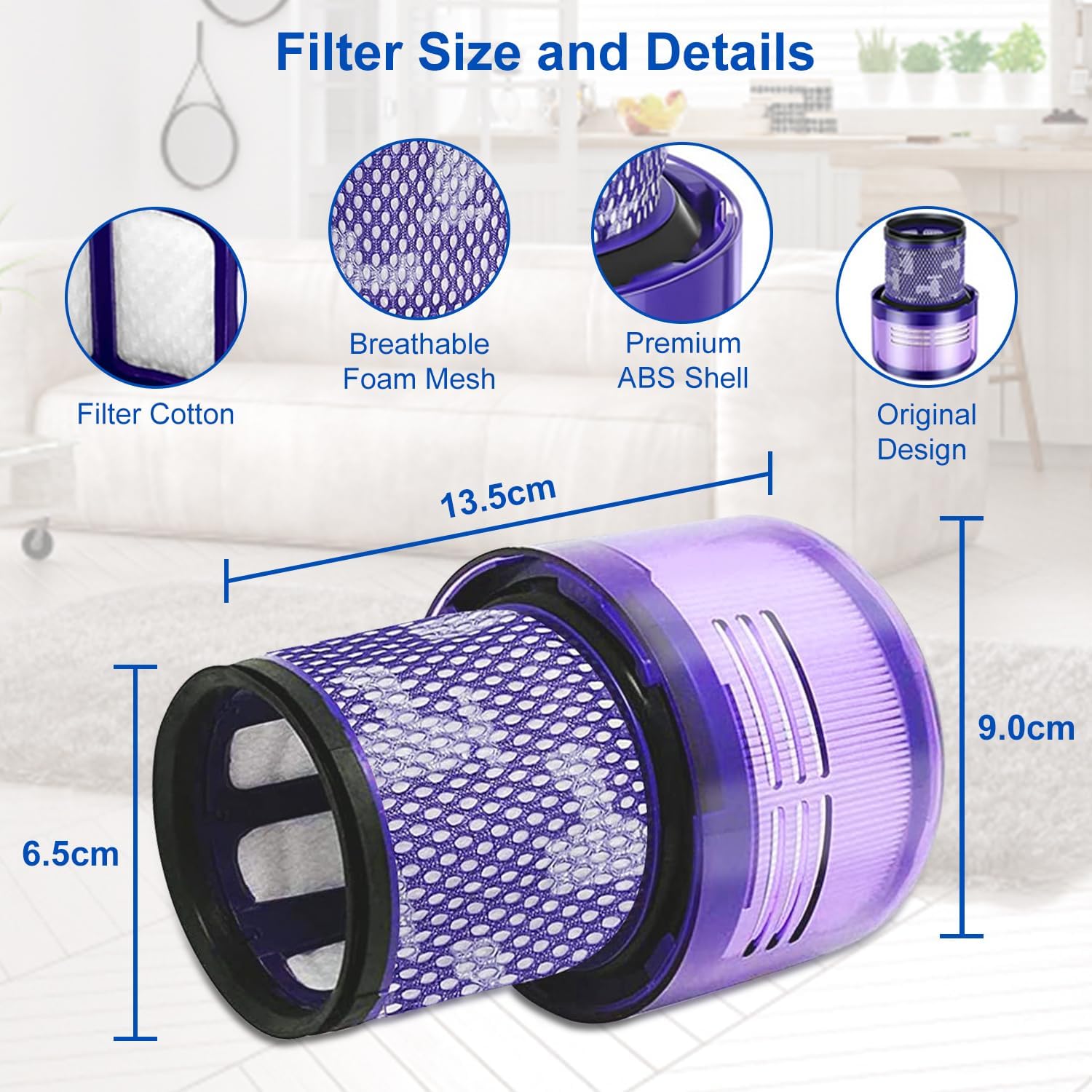 Packung mit 2 Filtern für v11 Absolut antrieb/v15 erkennen/sv14/sv22 Staubsauger wasch bares Ersatz filter zubehör