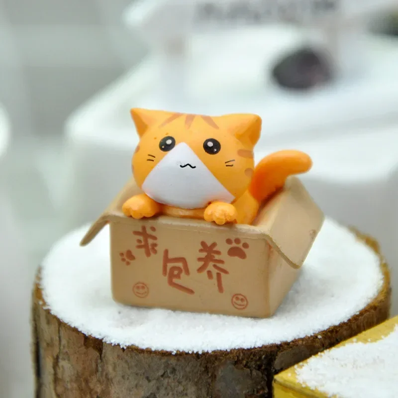 家の装飾のためのカワイイミニ猫の装飾品、庭の子猫の像、子供の贈り物、赤ちゃんの部屋のおもちゃ、ミニチュア置物、4個