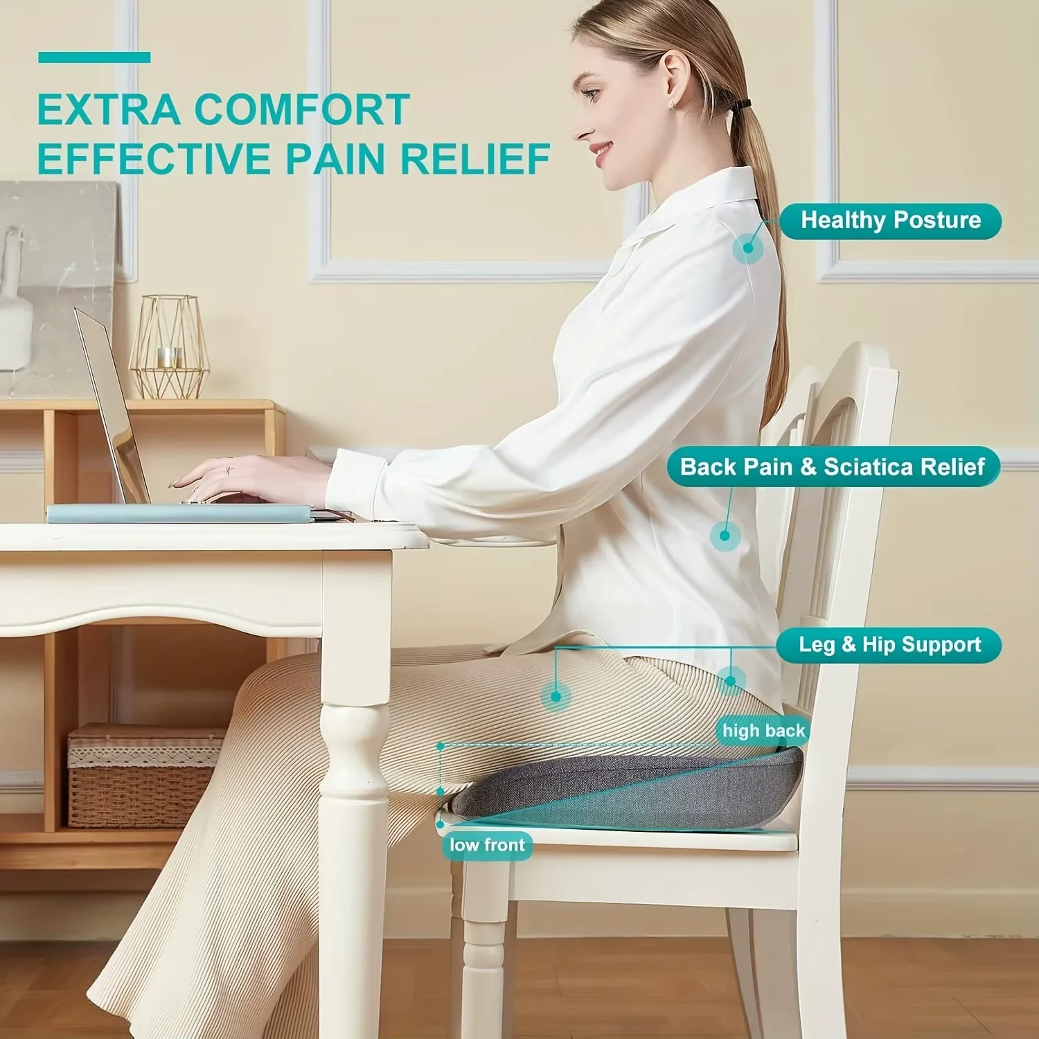 Tailbone อาการปวดหลังบรรเทาอาการปวด Comfort Office เก้าอี้เบาะนั่งรถลื่น Orthopedic Memory Foam Coccyx เบาะ