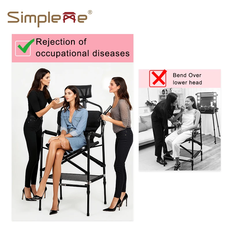 Silla de artista de maquillaje Lightwehti ajustable de 4,5 kg Simpleme