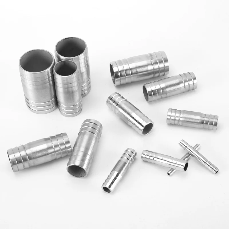 Conector de acero inoxidable 304 de doble púas OD 6, 8, 10-41mm, conector de instalación de tubería recta igual de 2 vías, junta de Pagoda, púa para manguera
