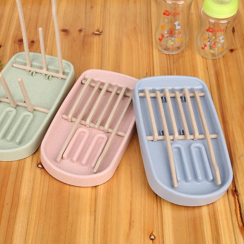 Baby Flasche Weizen Stroh Trocknen Rack Fütterung Tasse Halter Abnehmbare Rack Reinigung Schnuller Zubehör Lagerung Trocknen Regal Sauber