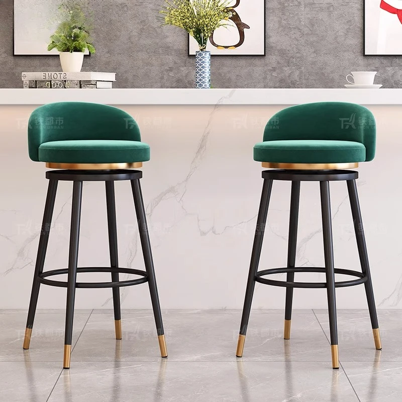 Banco de bar giratório com encosto moderno com altura de balcão 360 ° Girando para Home Bar/Salão/Reception Base de metal antiderrapante