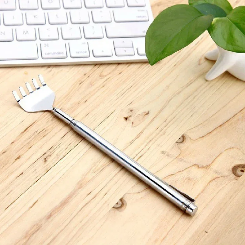 สแตนเลส Retractable Scratcher แบบพกพา Telescopic Back Scratcher Itch เครื่องมือนวดปรับขนาดเหล็กปากกา-ประเภทคลิป