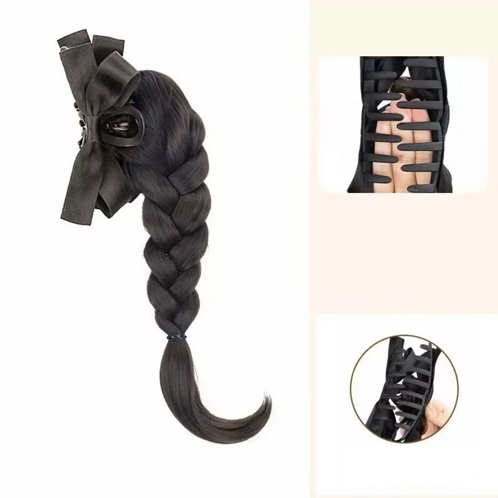 Twist Braid Synthetische Perücke Clip Bogen Hohe Pferdeschwanz Temperament Süße Natürliche Simulation Zurück Kopf Braid Haar Clip Perücke Tasche