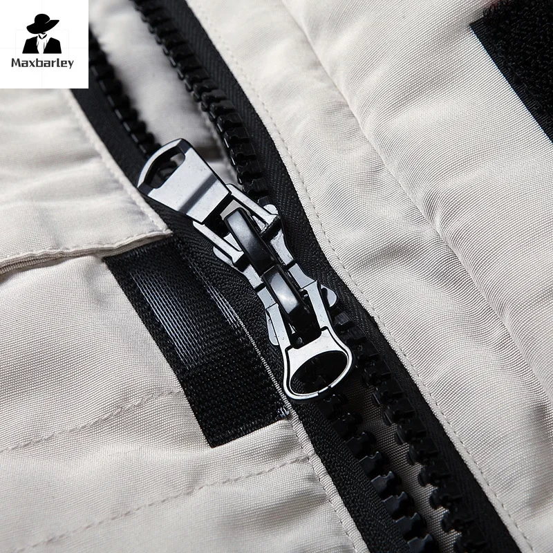 Winter Down Jacket Men's South Korea Running Fur Collar Hooded Luxury White Duck Down Warm Coat Men's Cold-proof Tooling Parka