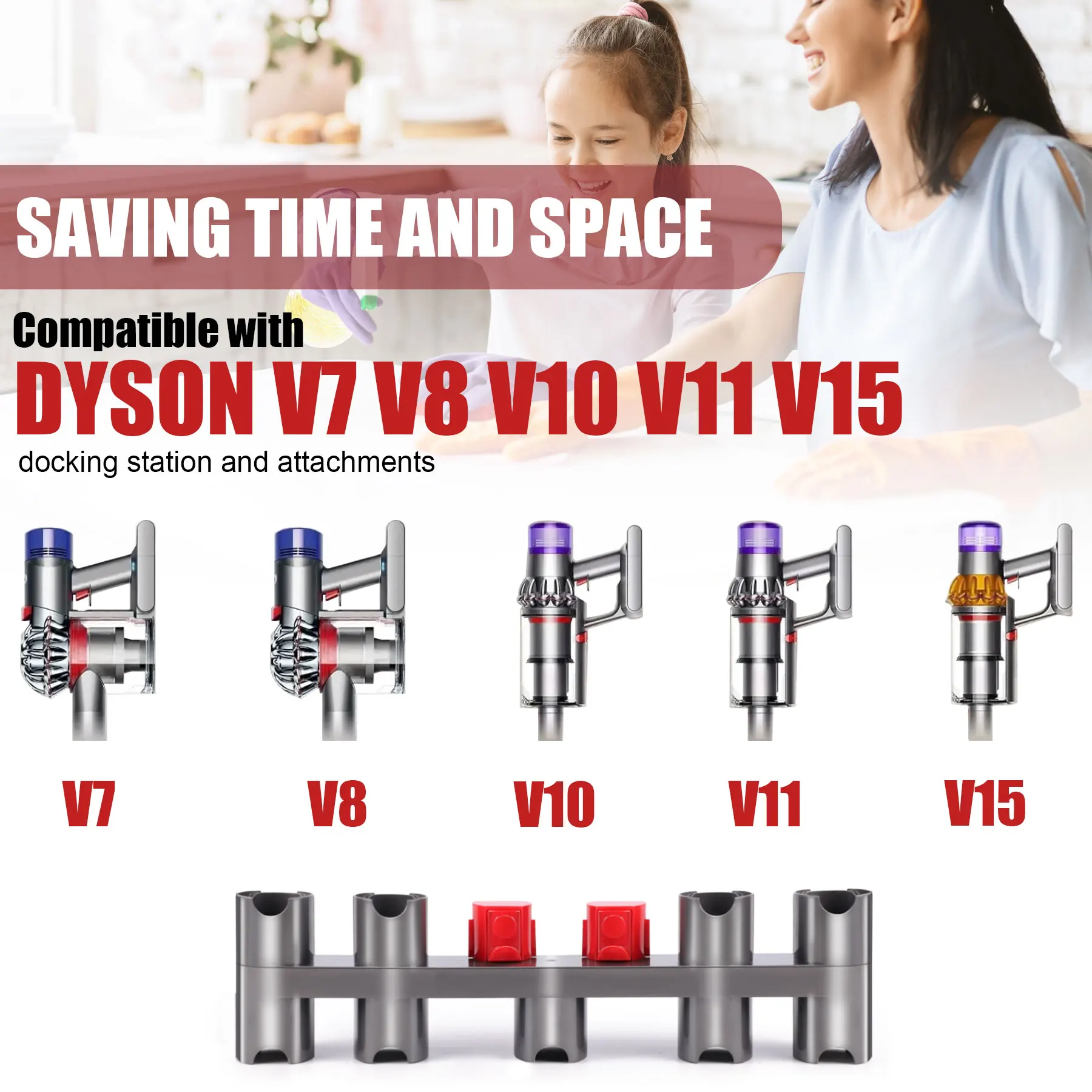 다이슨 V7 V8 V10 V11 V15용 9홀 액세서리 홀더, 진공 부품 홀더는 확장 나사가 있는 충전기 행거를 연결할 수 있습니다.