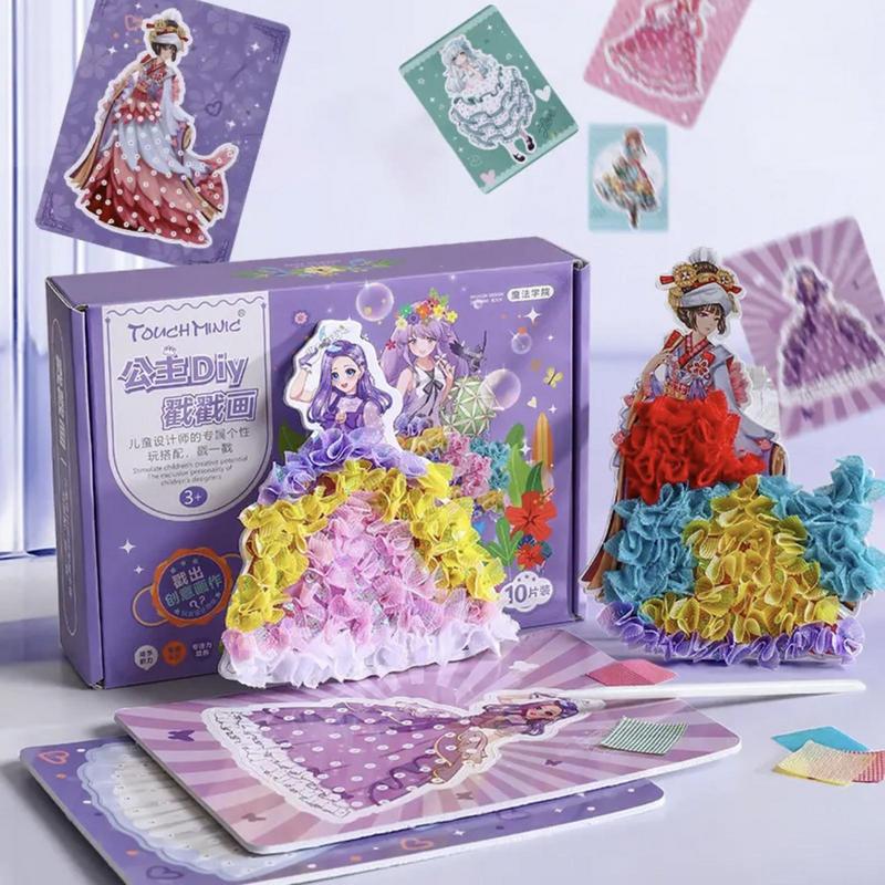 Kit de pintura de princesa para niños, libro de pegatinas de princesa de ensueño, Montessori, hecho a mano
