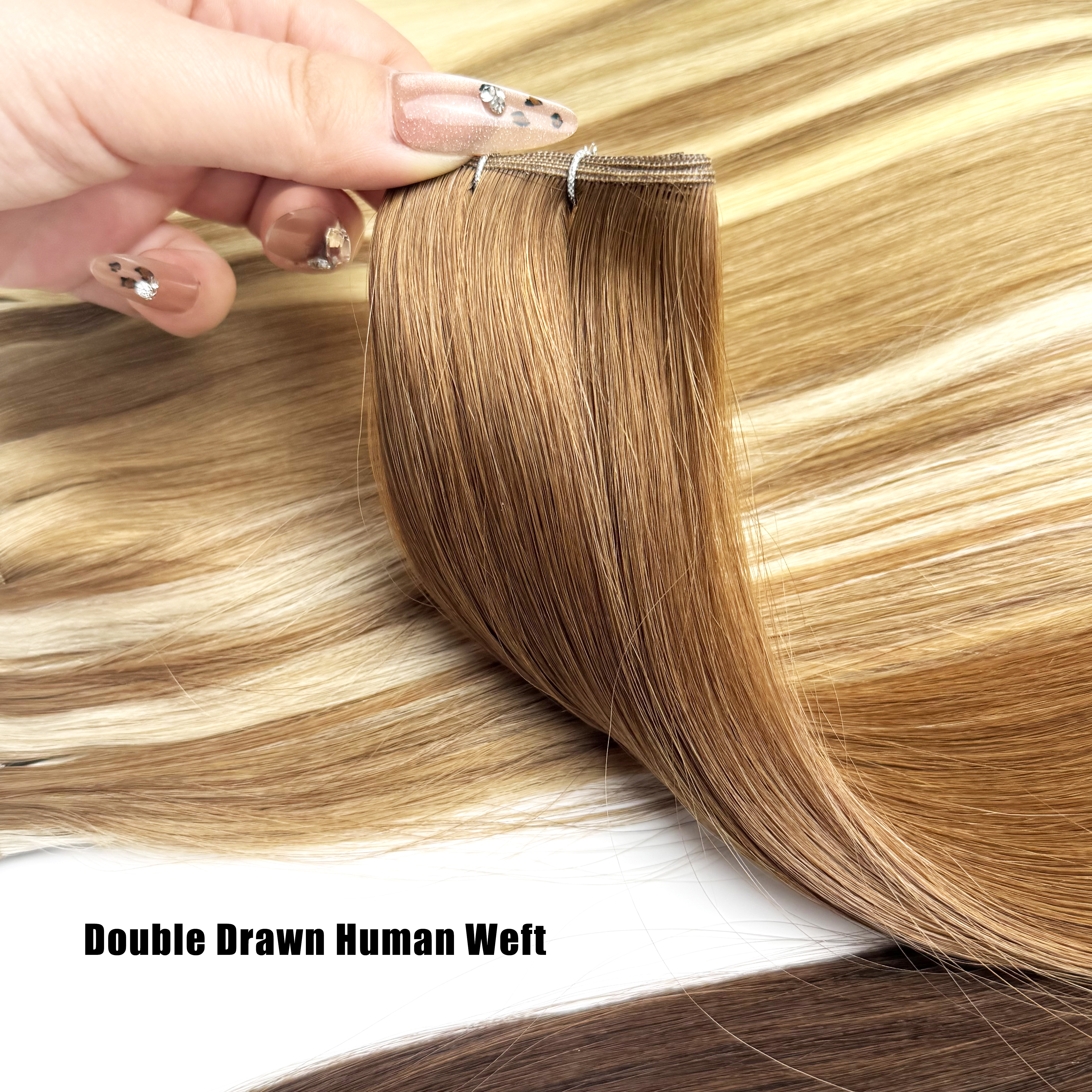 Extensions de cheveux humains Genius Trame 100G paquets blonds doubles dessinés trame de cheveux vierges droites invisibles extrémité complète qualité supérieure