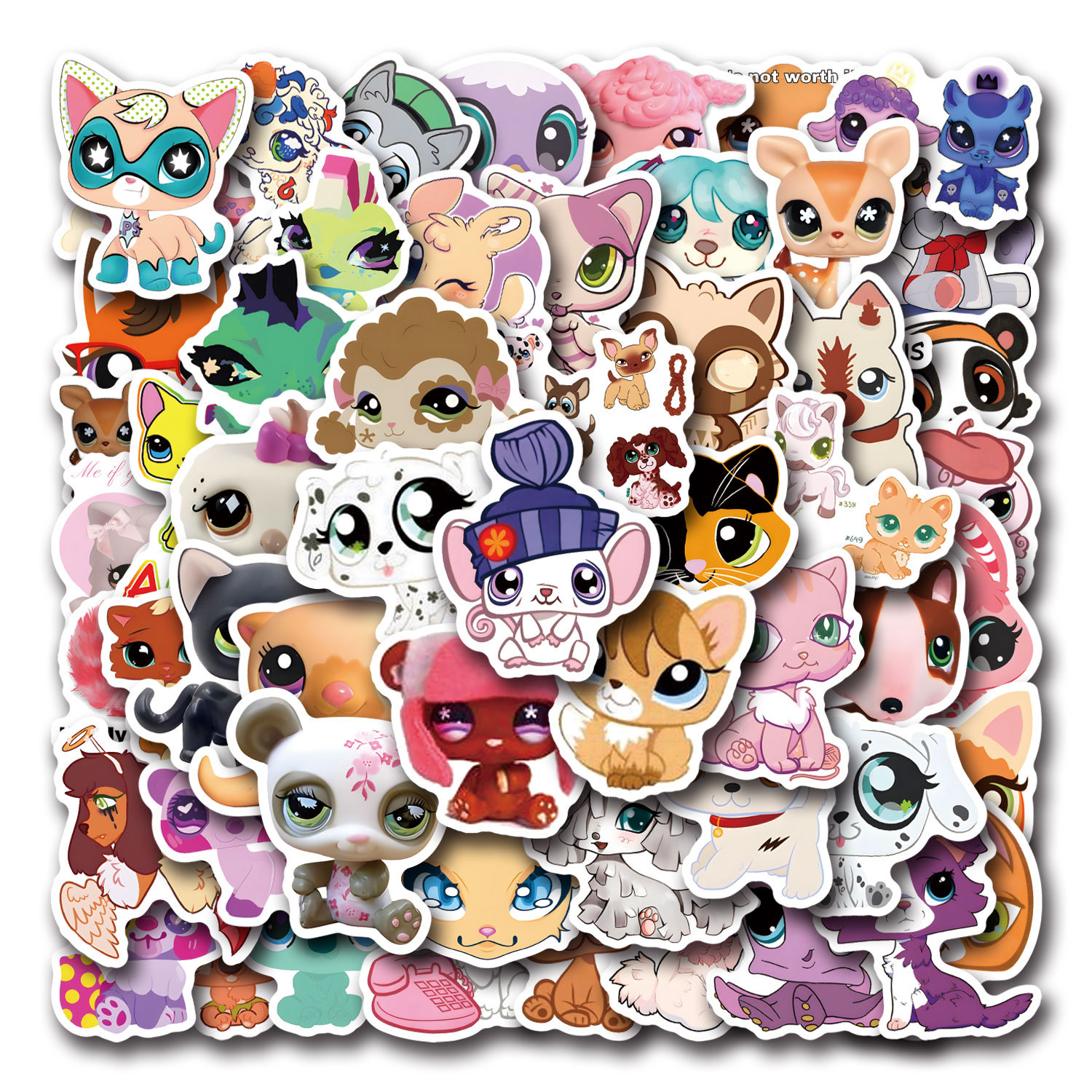 10/55/110 Uds. Juego de pegatinas Littlest Pet Shop Stciekr para equipaje, portátil, teléfono, guitarra, armario, botella de agua, monopatín, juguetes para niños