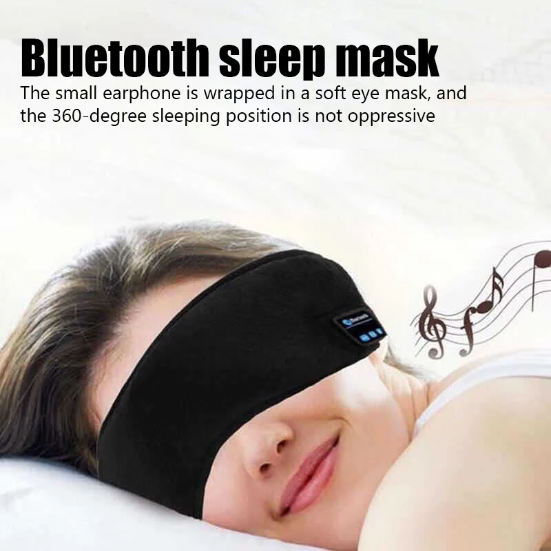 Bluetooth dormir fones de ouvido 3d máscara de olho sem fio viagem aérea bluetooth 5.0 bandana macio elástico confortável música