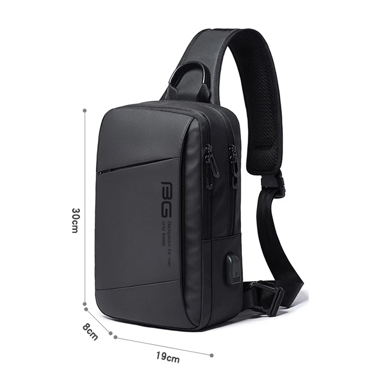 BANGE-Bolso de hombro para hombre y mujer, bandolera mensajero de viaje y ocio con el mismo bolso de pecho, bolsa con carga USB