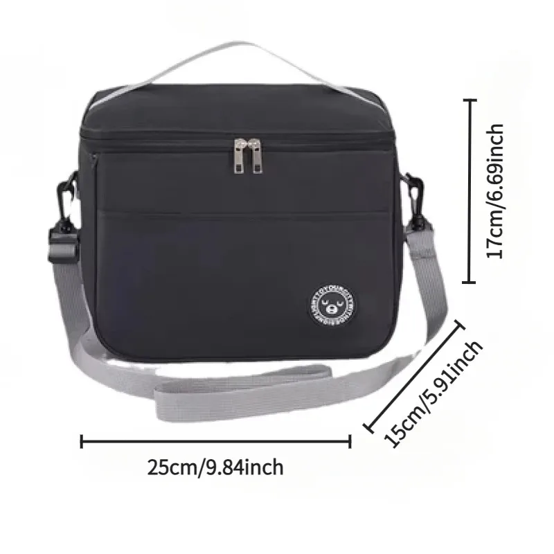 Bolsa de almuerzo impermeable gruesa y de gran capacidad, de mano con correas para los hombros, bolsa aislante, bolsa de almuerzo para estudiantes