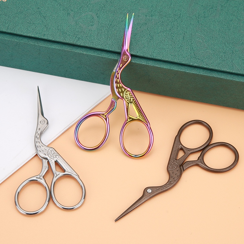Stickschere, Regenbogen-Storchschere, Edelstahl, kleine Bastelschere, Schneiderschere zum Sticken und Nähen