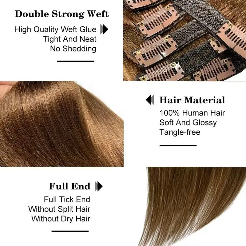 120 グラム 8 ピース/セットクリップヘアエクステンション人毛 10 に 26 インチブラジルレミーストレートヘアナチュラルブラック 4 613 色女性のための