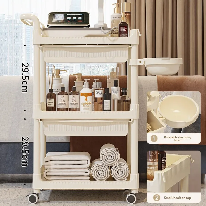 Carrello per salone di bellezza con rotelle Carrello portaoggetti per attrezzi da barbiere Mobili per salone multiuso rimovibili per estetista